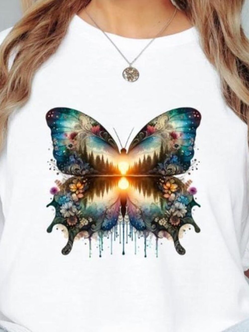 Boho Sunset Butterfly Enchanting Nature Tee
